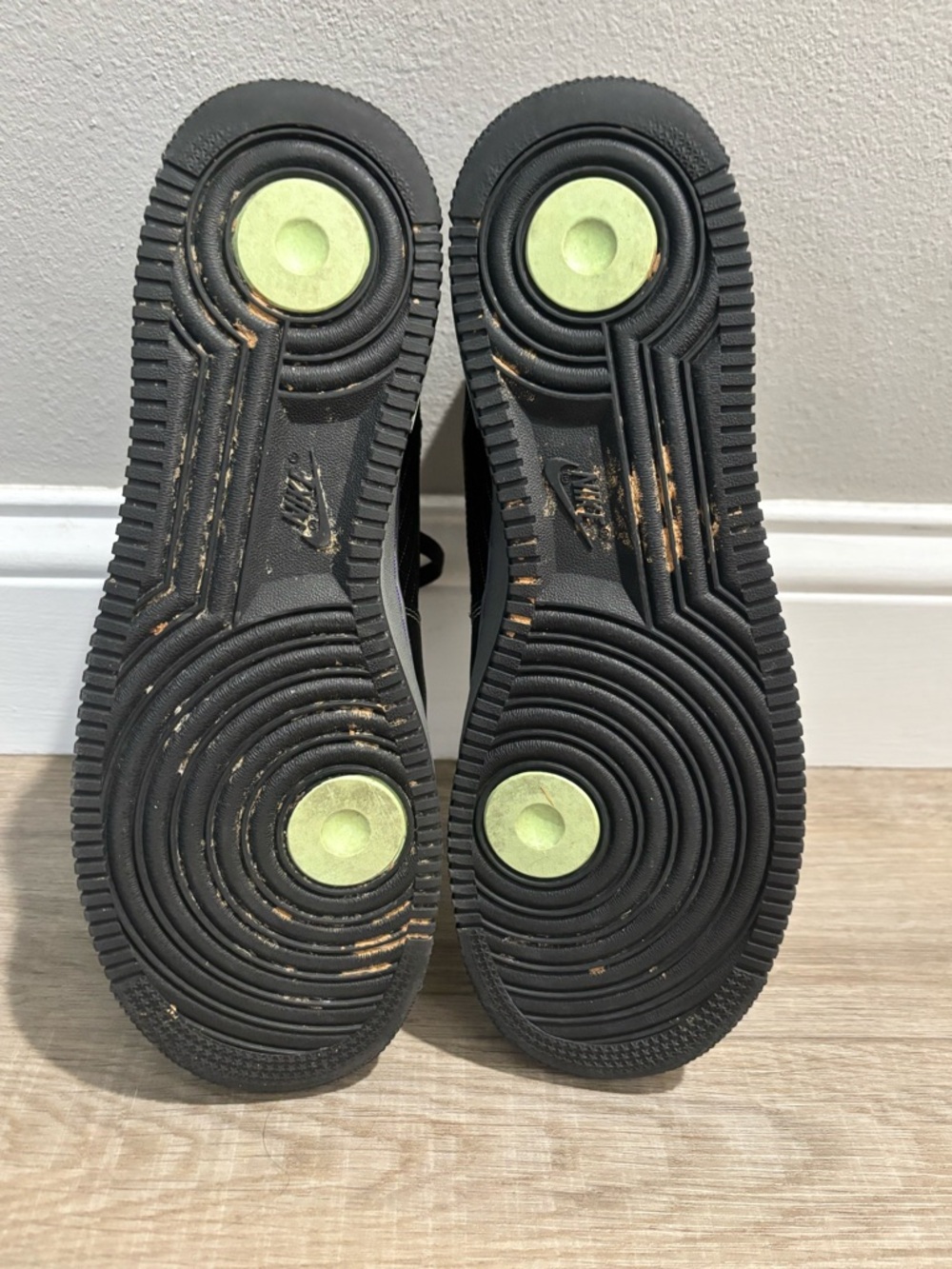 Nike Air Black Sneaker with Lime Green Swoosh and Purple Lining - Picture 7 of 8